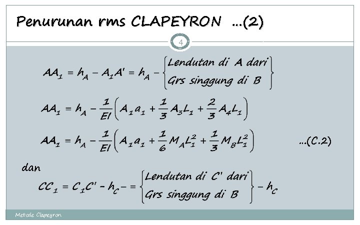 Penurunan rms CLAPEYRON …(2) 4 …(C. 2) dan Metode Clapeyron 