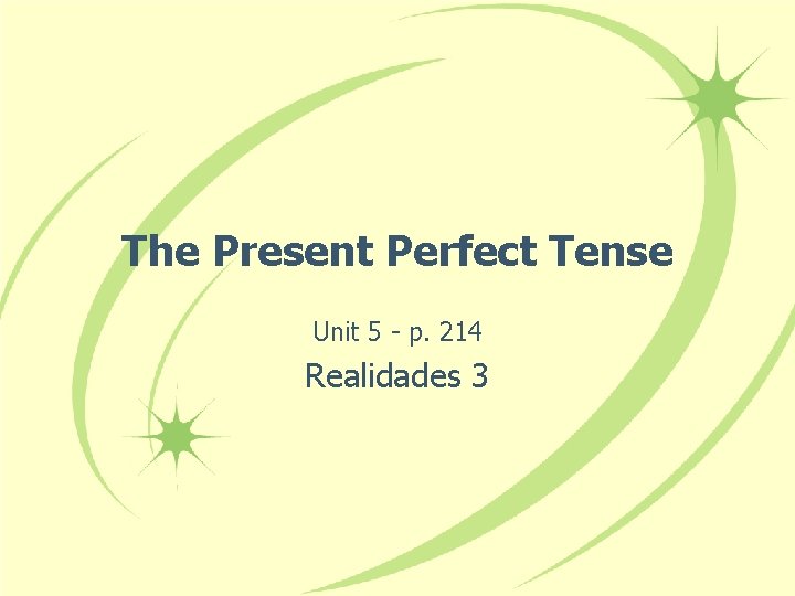 The Present Perfect Tense Unit 5 - p. 214 Realidades 3 