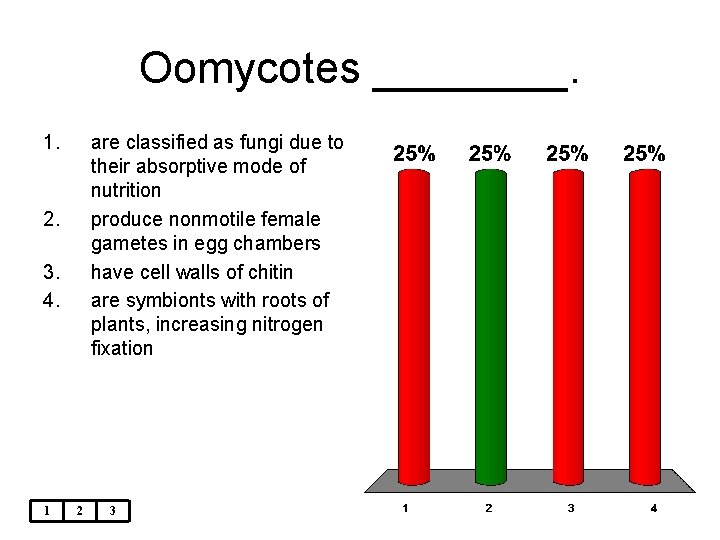 Oomycotes ____. 1. are classified as fungi due to their absorptive mode of nutrition