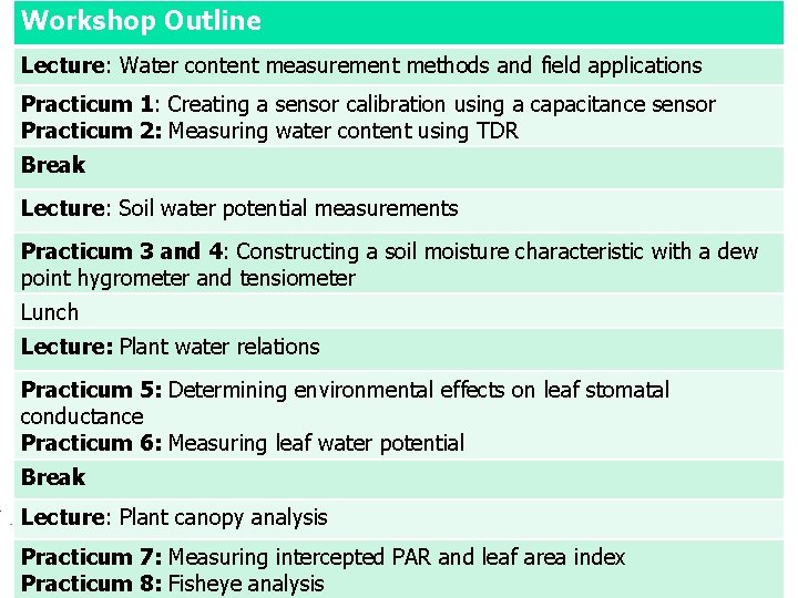 Workshop Outline Workshop outline Practicum 1: Creating a sensor calibration using a capacitance sensor