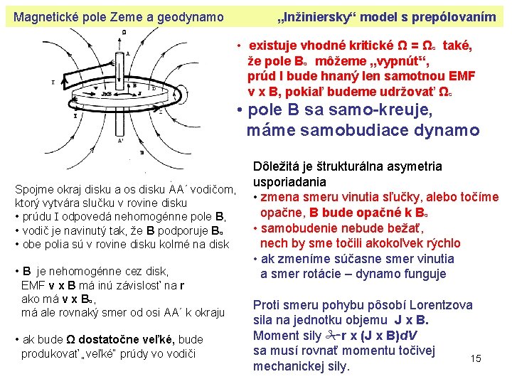 Magnetické pole Zeme a geodynamo „Inžiniersky“ model s prepólovaním • existuje vhodné kritické Ω