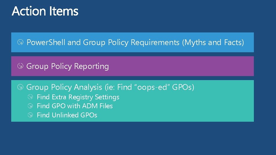 Power. Shell and Group Policy Requirements (Myths and Facts) Group Policy Reporting Group Policy