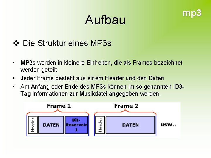 Aufbau mp 3 v Die Struktur eines MP 3 s • MP 3 s