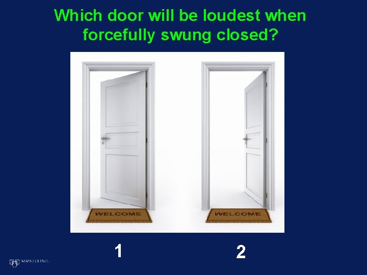Which door will be loudest when forcefully swung closed? 1 2 