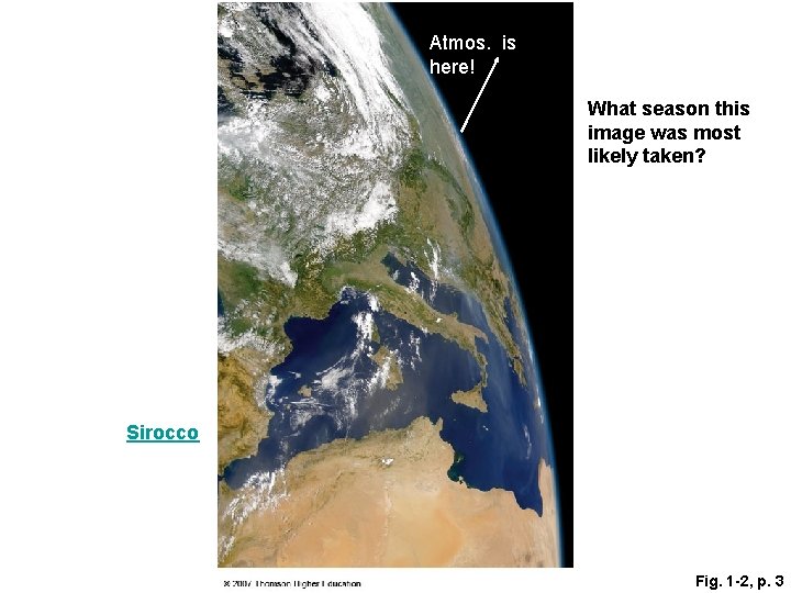 Atmos. is here! What season this image was most likely taken? Sirocco Fig. 1