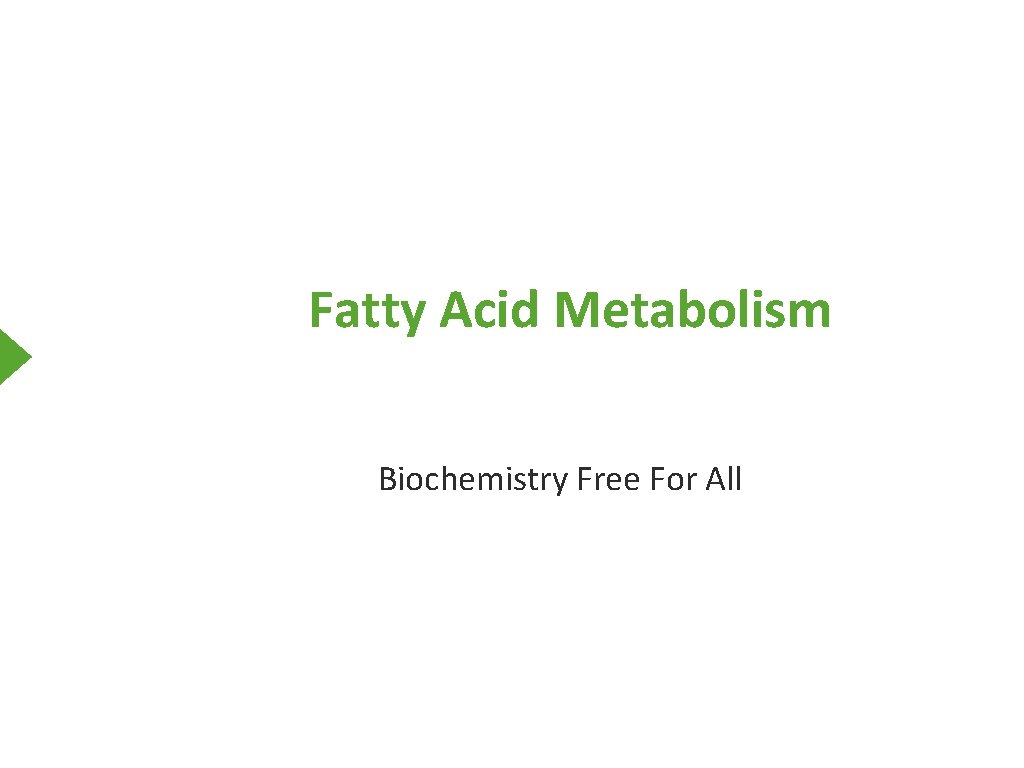 Fatty Acid Metabolism Biochemistry Free For All 