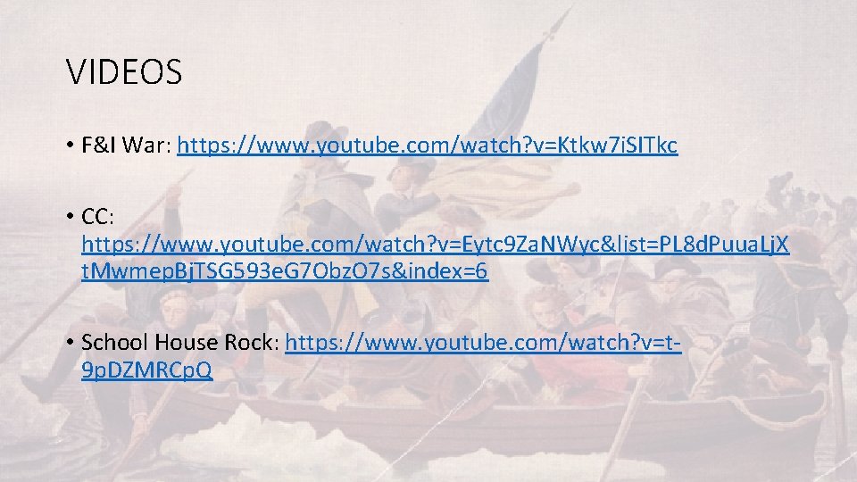 VIDEOS • F&I War: https: //www. youtube. com/watch? v=Ktkw 7 i. SITkc • CC: