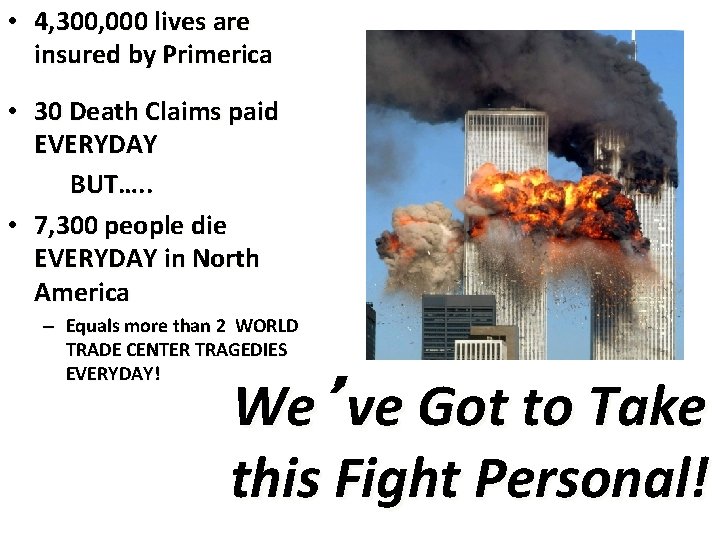  • 4, 300, 000 lives are insured by Primerica • 30 Death Claims