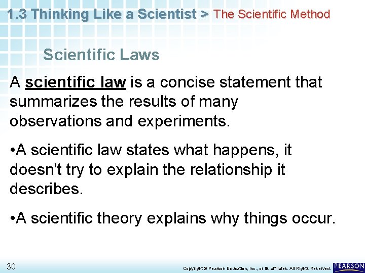 1. 3 Thinking Like a Scientist > The Scientific Method Scientific Laws A scientific