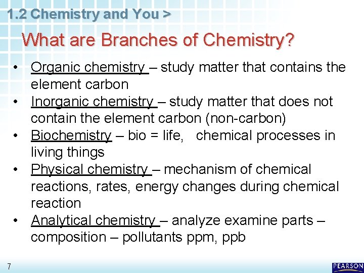 1. 2 Chemistry and You > What are Branches of Chemistry? • Organic chemistry