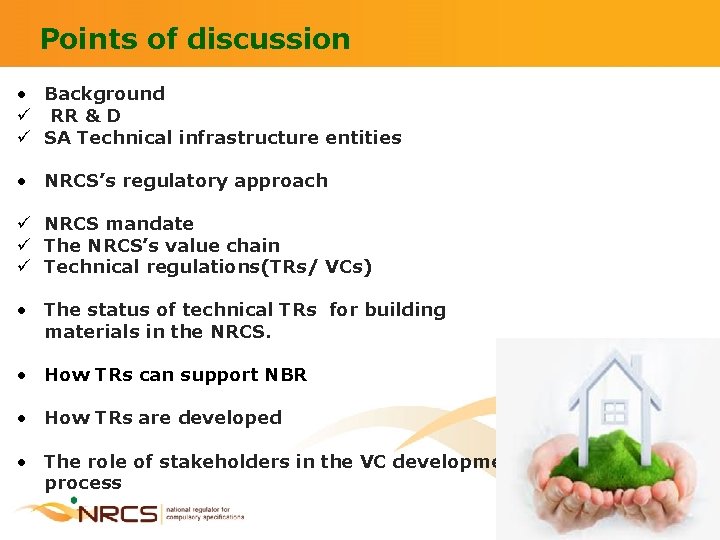 Points of discussion • Background ü RR & D ü SA Technical infrastructure entities