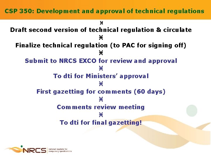 CSP 350: Development and approval of technical regulations i Draft second version of technical
