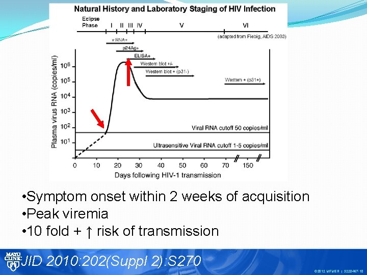  • Symptom onset within 2 weeks of acquisition • Peak viremia • 10