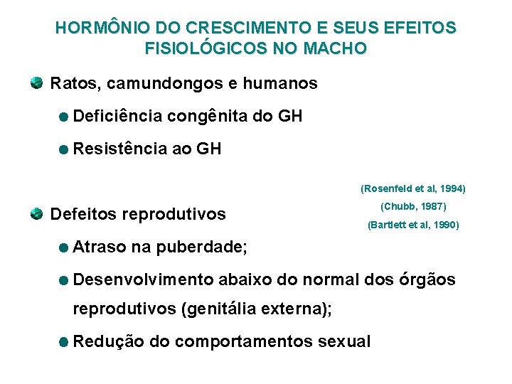 HORMÔNIO DO CRESCIMENTO E SEUS EFEITOS FISIOLÓGICOS NO MACHO Ratos, camundongos e humanos Deficiência