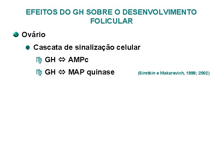 EFEITOS DO GH SOBRE O DESENVOLVIMENTO FOLICULAR Ovário Cascata de sinalização celular c GH