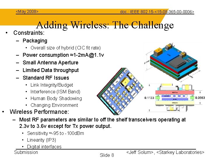 <May 2008> doc. : IEEE 802. 15 -<15 -08 -365 -00 -0006> Adding Wireless: