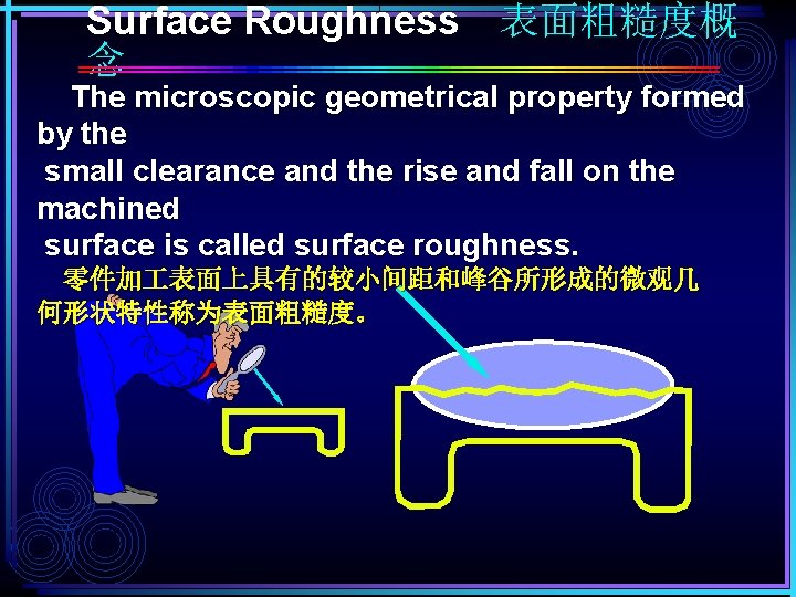 Surface Roughness 念 表面粗糙度概 The microscopic geometrical property formed by the small clearance and