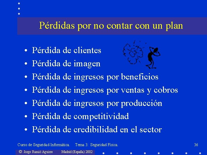 Pérdidas por no contar con un plan • • Pérdida de clientes Pérdida de