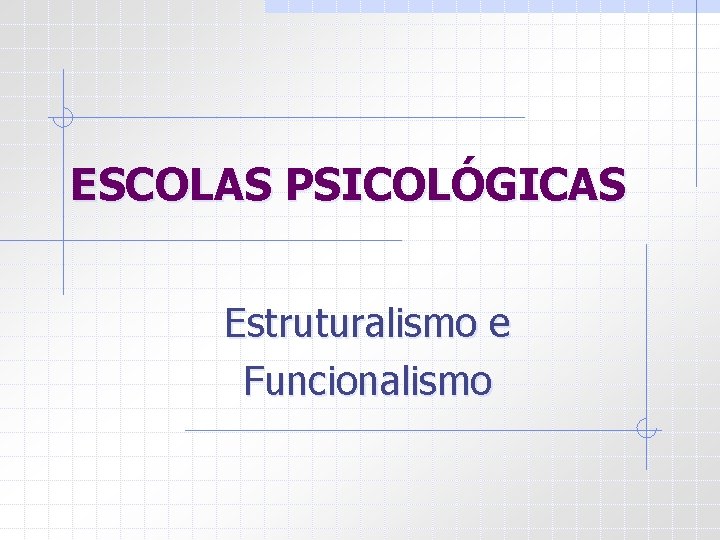 ESCOLAS PSICOLÓGICAS Estruturalismo e Funcionalismo 
