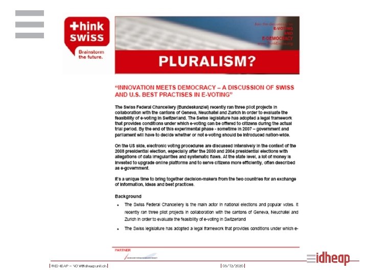 | ©IDHEAP - NOM@idheap. unil. ch | | 05/12/2020 | 