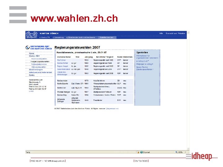 www. wahlen. zh. ch | ©IDHEAP - NOM@idheap. unil. ch | | 05/12/2020 |