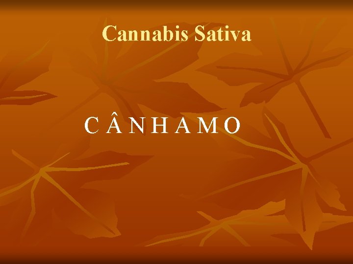 Cannabis Sativa C N H A M O 