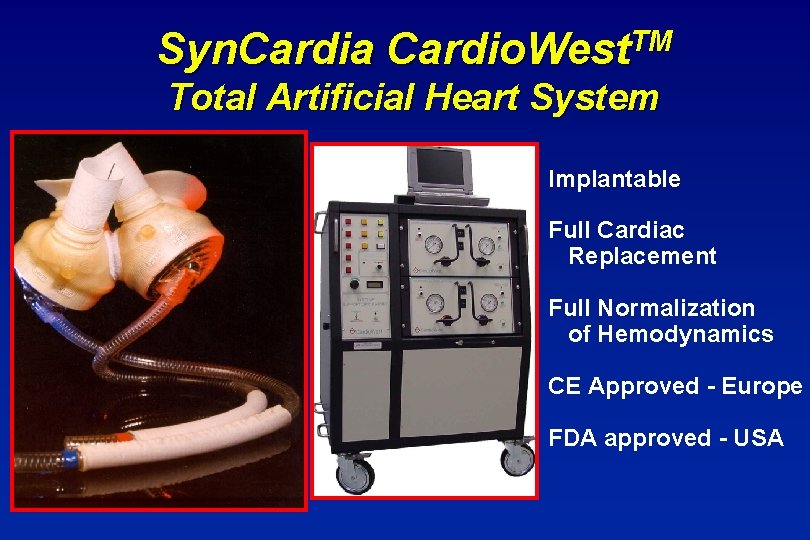 Syn. Cardia Cardio. West. TM Total Artificial Heart System Implantable Full Cardiac Replacement Full