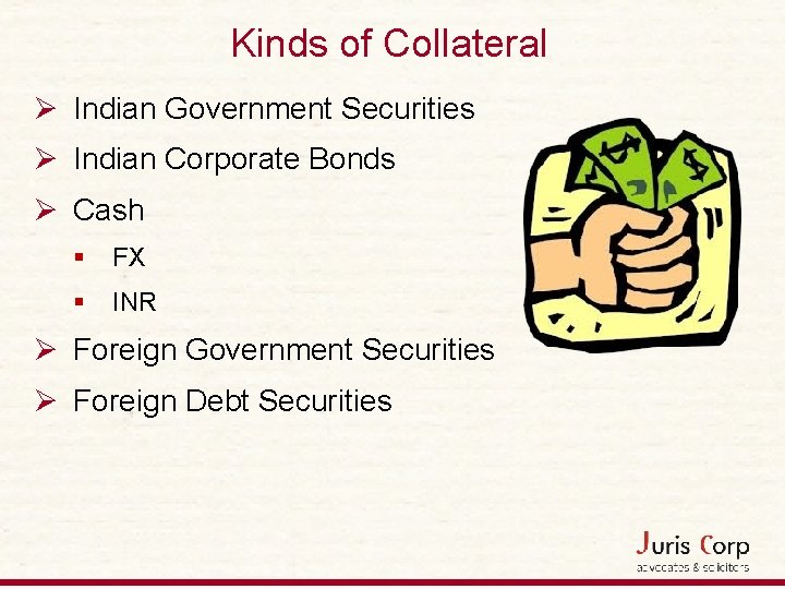 Kinds of Collateral Ø Indian Government Securities Ø Indian Corporate Bonds Ø Cash §
