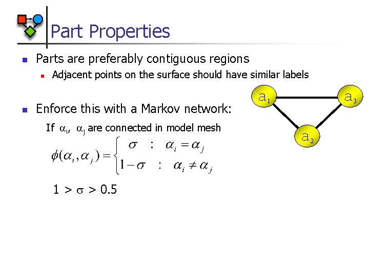 Part Properties n Parts are preferably contiguous regions n n Adjacent points on the