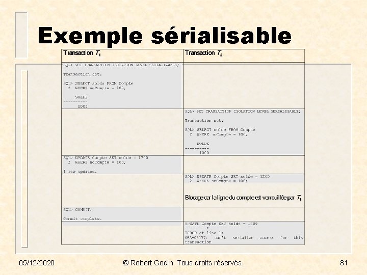 Exemple sérialisable 05/12/2020 © Robert Godin. Tous droits réservés. 81 