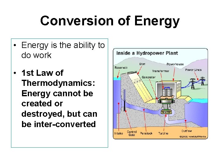 Conversion of Energy • Energy is the ability to do work • 1 st