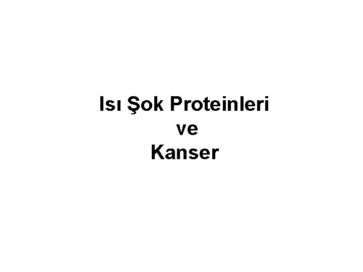 Isı Şok Proteinleri ve Kanser 