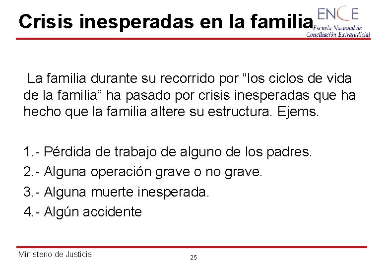Crisis inesperadas en la familia La familia durante su recorrido por “los ciclos de