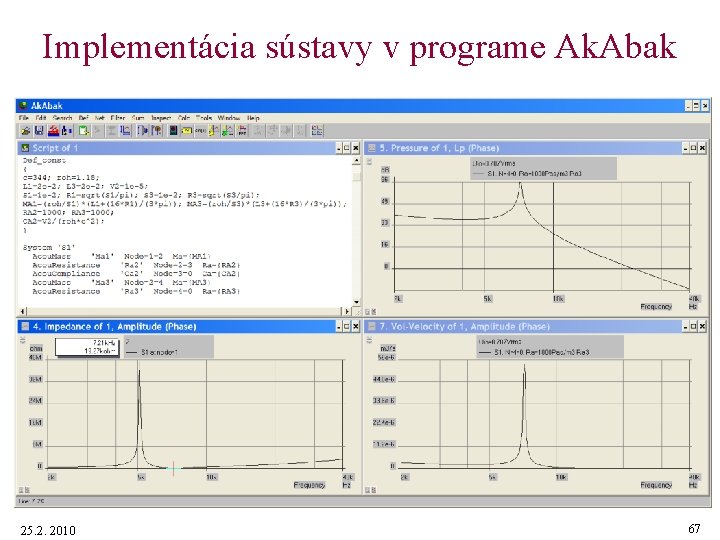 Implementácia sústavy v programe Ak. Abak 25. 2. 2010 67 