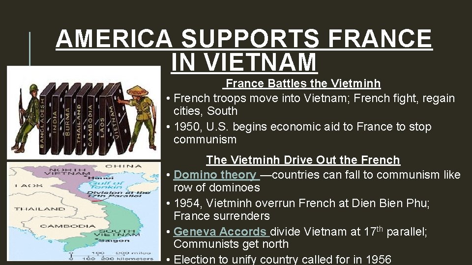 AMERICA SUPPORTS FRANCE IN VIETNAM France Battles the Vietminh • French troops move into