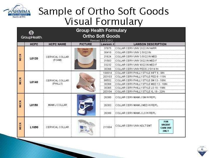 Sample of Ortho Soft Goods Visual Formulary 