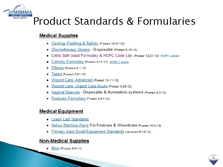 Product Standards & Formularies 