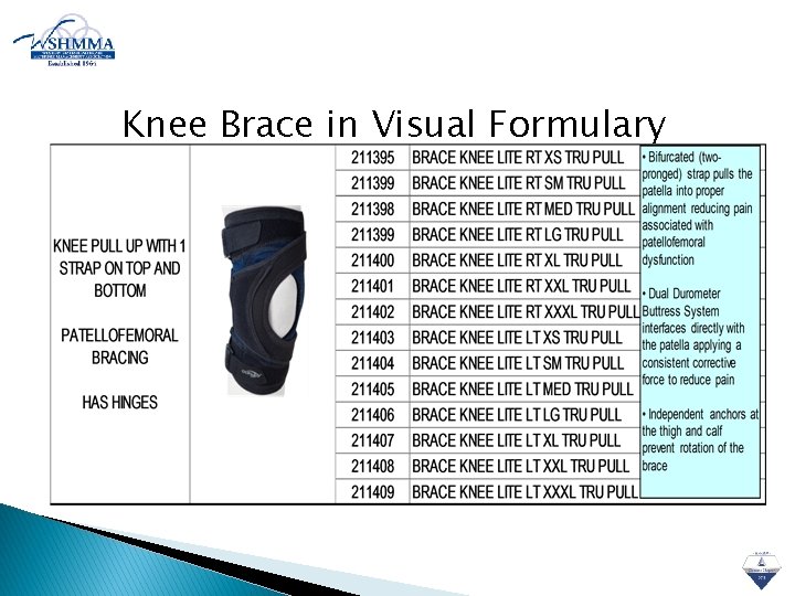 Knee Brace in Visual Formulary 