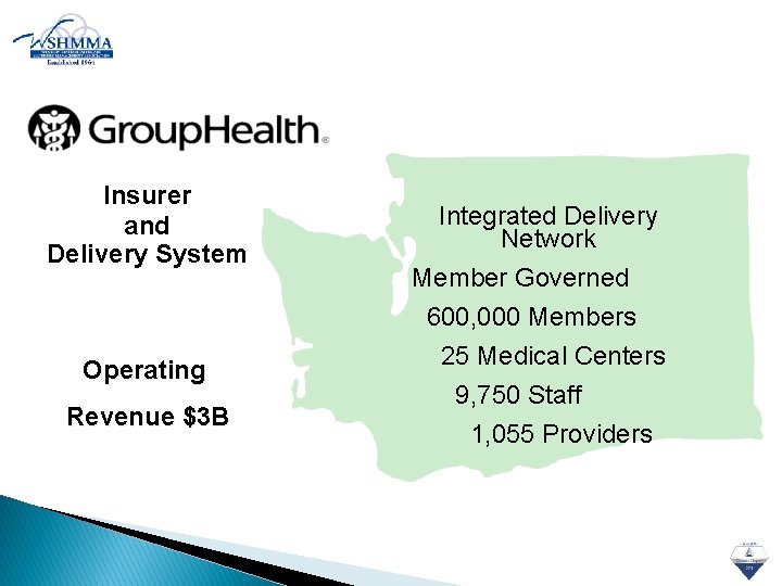 Insurer and Delivery System Operating Revenue $3 B Integrated Delivery Network Member Governed 600,