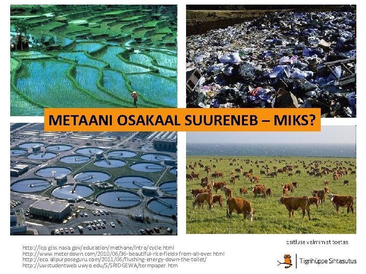 METAANI OSAKAAL SUURENEB – MIKS? http: //icp. giss. nasa. gov/education/methane/intro/cycle. html http: //www. meterdown.