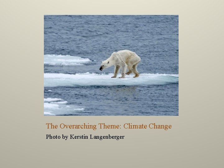 The Overarching Theme: Climate Change Photo by Kerstin Langenberger 