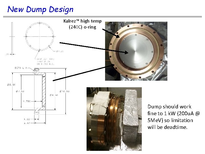 New Dump Design Kalrez™ high temp (240 C) o-ring Dump should work fine to