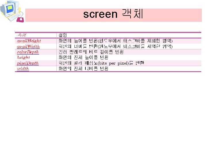 screen 객체 