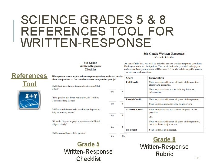 SCIENCE GRADES 5 & 8 REFERENCES TOOL FOR WRITTEN-RESPONSE References Tool Grade 5 Written-Response SCIENCE GRADES 5 & 8 REFERENCES TOOL FOR WRITTEN-RESPONSE References Tool Grade 5 Written-Response