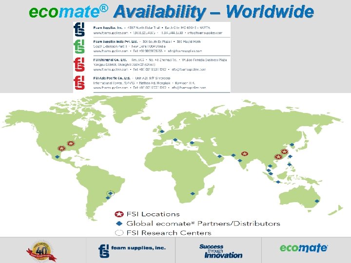 ecomate® Availability – Worldwide 