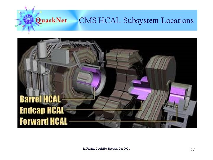 CMS HCAL Subsystem Locations R. Ruchti, Quark. Net Review, Dec 2001 17 