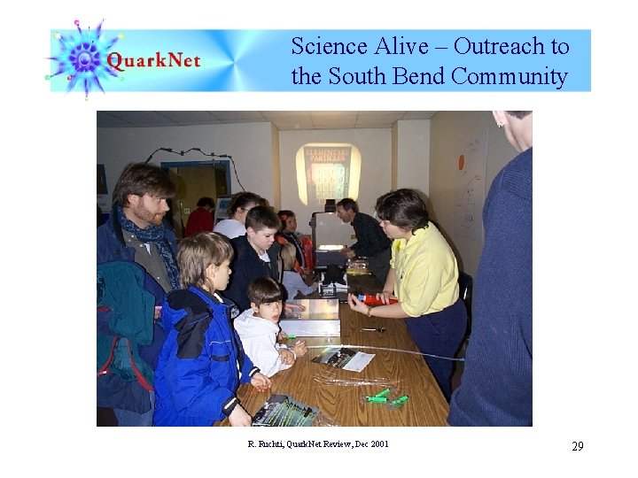 Science Alive – Outreach to the South Bend Community R. Ruchti, Quark. Net Review,