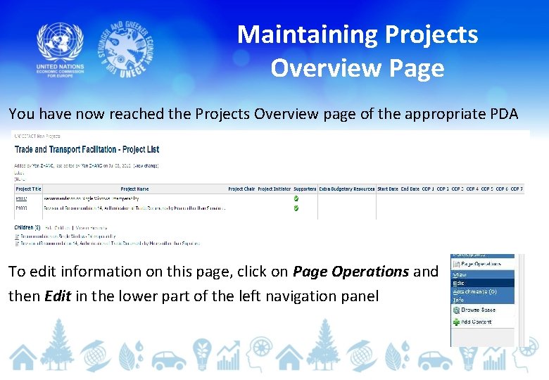 Maintaining Projects Overview Page You have now reached the Projects Overview page of the