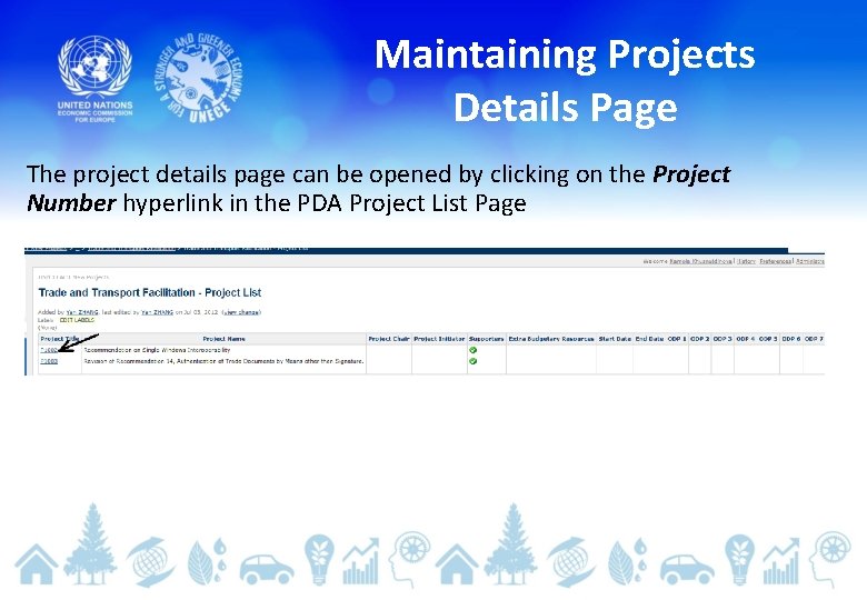 Maintaining Projects Details Page The project details page can be opened by clicking on