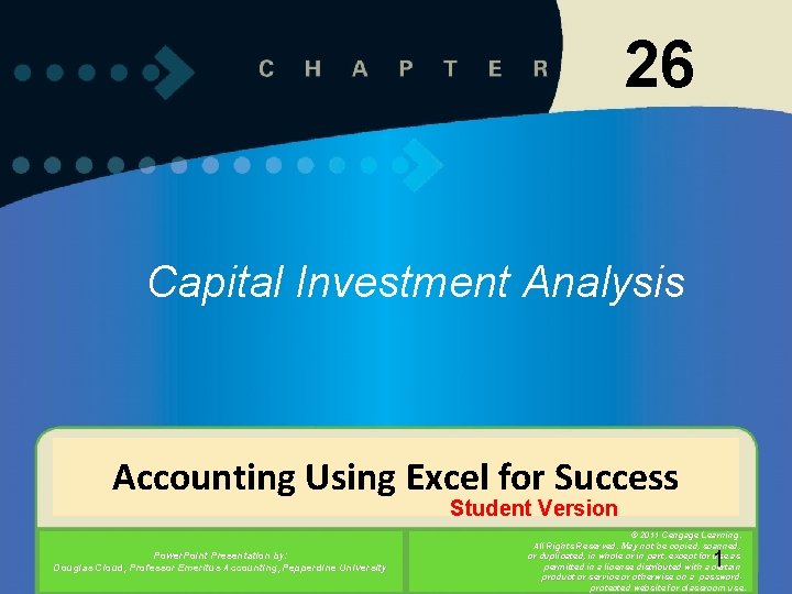 26 Capital Investment Analysis Accounting Using Excel for
